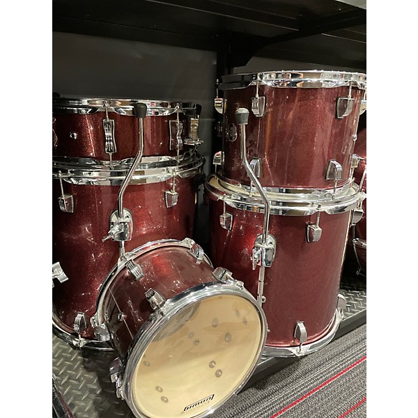 Used Ludwig 6 Piece Element Evolution Wine Red Drum Kit