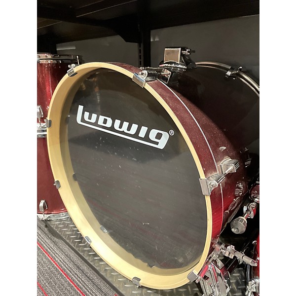 Used Ludwig 6 Piece Element Evolution Wine Red Drum Kit