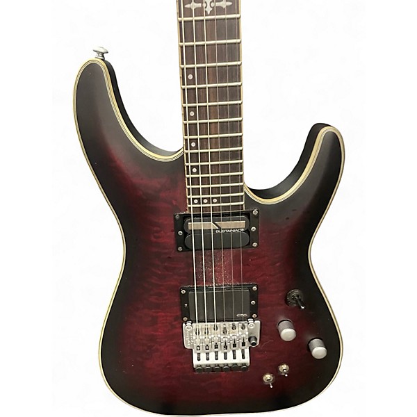 Used Schecter Guitar Research C1 Platinum FR S Crimson Red Burst Solid Body Electric Guitar