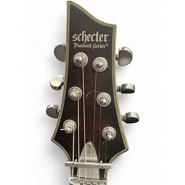 Used Schecter Guitar Research C1 Platinum FR S Crimson Red Burst Solid Body Electric Guitar