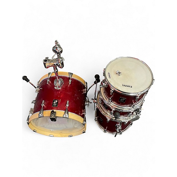 Used SONOR 4 Piece AQX Micro Red Moon Sparkle Drum Kit