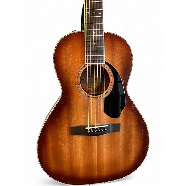 Used Fender Paramount PS-220E Parlor Aged Cognac Burst Acoustic Electric Guitar
