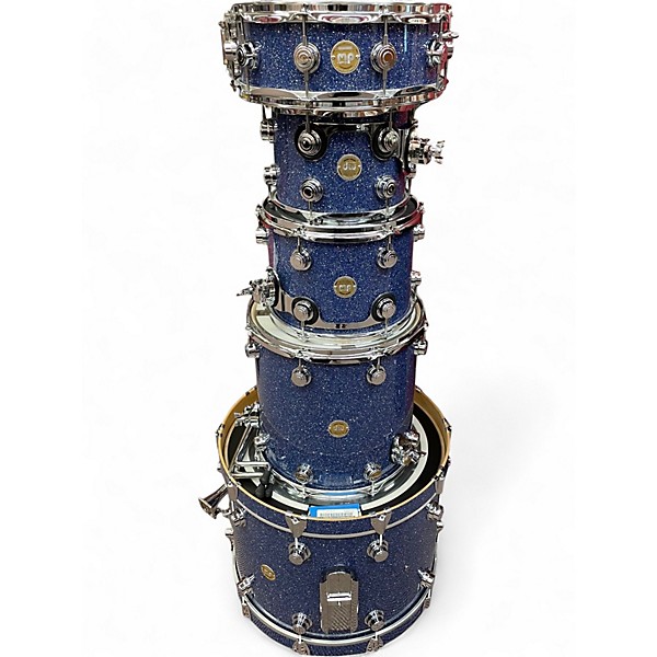 Used DW 5 Piece Collectors Series Blue Broken Glass Drum Kit