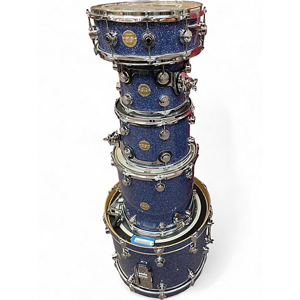 Used DW 5 Piece Collectors Series Blue Broken Glass Drum Kit