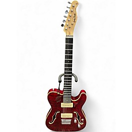 Used Harley Benton TE 90 QM Trans Red Hollow Body Electric Guitar