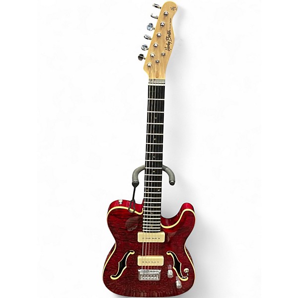 Used Harley Benton TE 90 QM Trans Red Hollow Body Electric Guitar