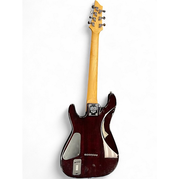 Used Schecter Guitar Research Damien Elite 7 Crimson Red Burst Solid Body Electric Guitar