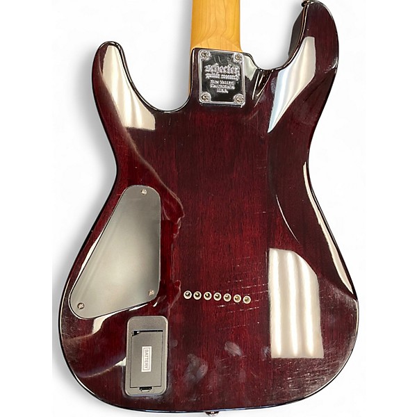 Used Schecter Guitar Research Damien Elite 7 Crimson Red Burst Solid Body Electric Guitar