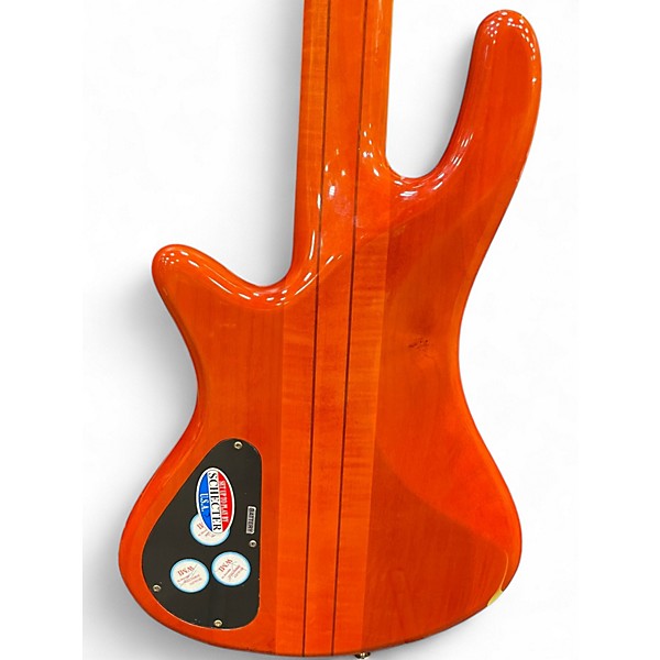 Used Schecter Guitar Research Stiletto Elite 5 String Trans Orange Electric Bass Guitar