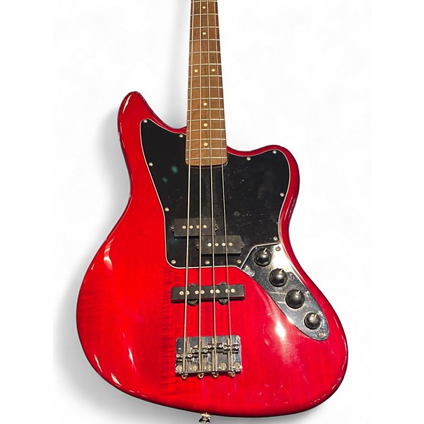 Used Squier Jaguar Bass Candy Apple Red Electric Bass Guitar
