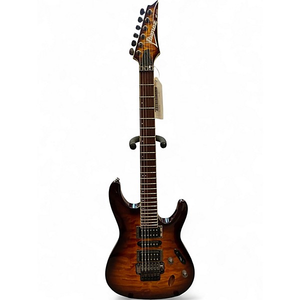 Used Ibanez S670QM Brown Sunburst Solid Body Electric Guitar