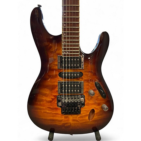 Used Ibanez S670QM Brown Sunburst Solid Body Electric Guitar