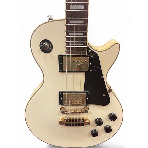 Used Epiphone Inspired by Gibson Custom Les Paul Custom Vintage White Solid Body Electric Guitar