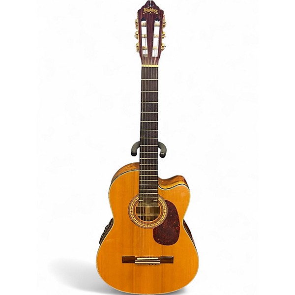 Used Washburn C 64 CE Natural Classical Acoustic Electric Guitar
