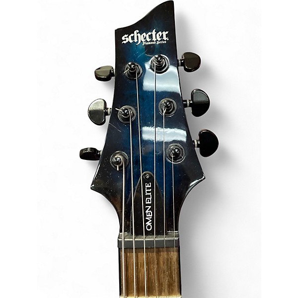 Used Schecter Guitar Research omen elite Blue Burst Solid Body Electric Guitar
