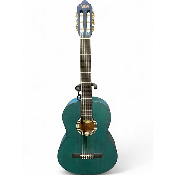 Used Valencia VC204TBU TRANS SATIN BLUE Classical Acoustic Guitar
