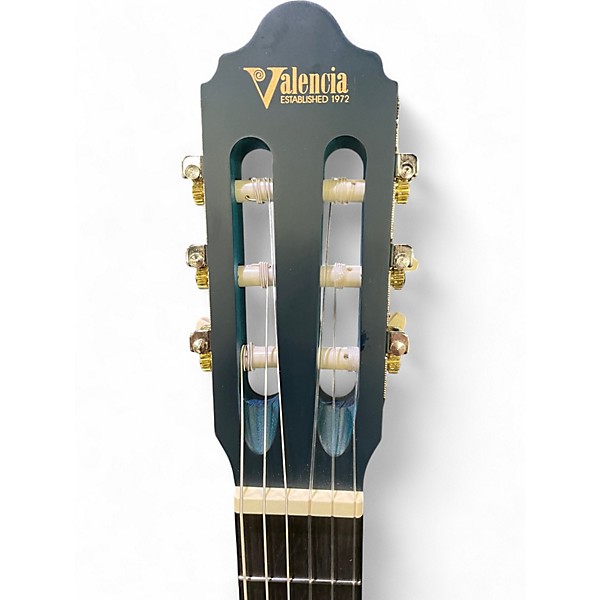 Used Valencia VC204TBU TRANS SATIN BLUE Classical Acoustic Guitar
