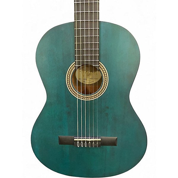 Used Valencia VC204TBU TRANS SATIN BLUE Classical Acoustic Guitar