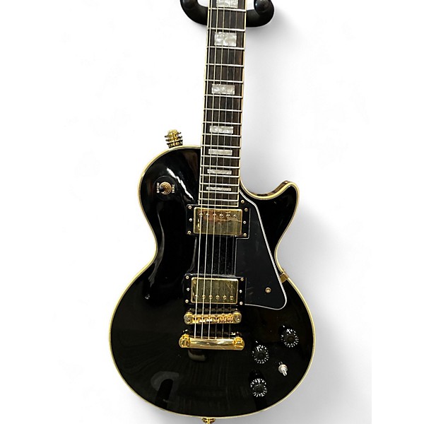 Used Epiphone Les Paul Custom Pro Black and Gold Solid Body Electric Guitar