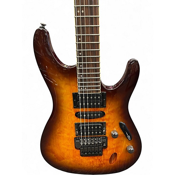 Used Ibanez S670QM 2 Tone Sunburst Solid Body Electric Guitar
