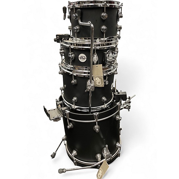 Used DW 4 Piece Design Series Mini Pro Satin Black Drum Kit