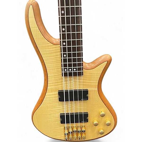 Used Schecter Guitar Research Stiletto Custom 5 String Natural Electric Bass Guitar