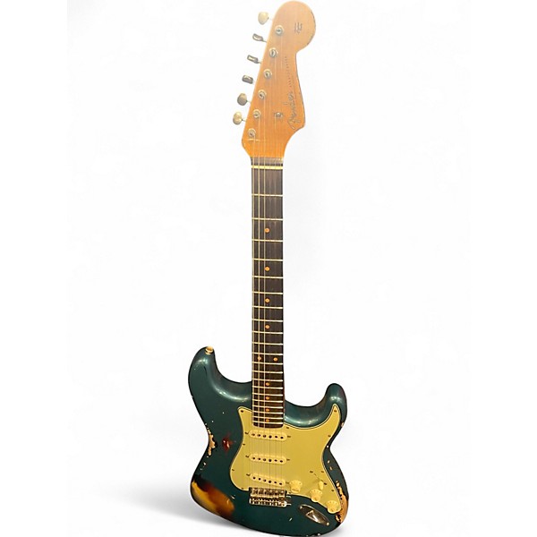 Used Fender Custom Shop 61 Strat Heavy Relic Ocean Turquoise/3 Tone Sunburst Solid Body Electric Guitar