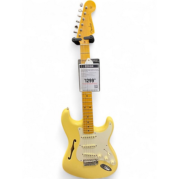 Used 2018 Fender Eric Johnson Thinline Stratocaster Olympic White Hollow Body Electric Guitar