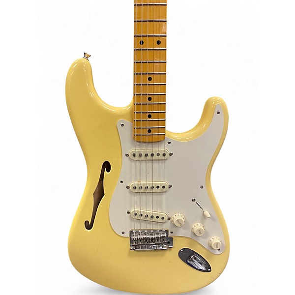 Used 2018 Fender Eric Johnson Thinline Stratocaster Olympic White Hollow Body Electric Guitar