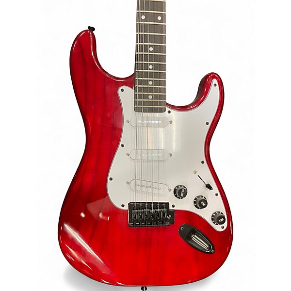 Used Lyx Pro SSS S style Trans Red Solid Body Electric Guitar