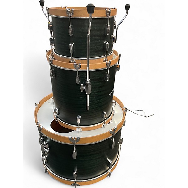 Used Franklin 3 Piece MAHOGANY TRANSPARENT EMERALD Drum Kit