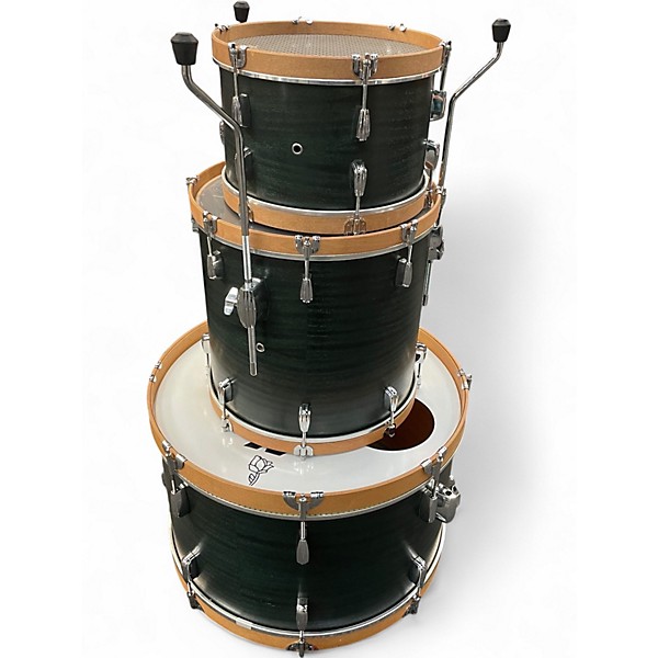 Used Franklin 3 Piece MAHOGANY TRANSPARENT EMERALD Drum Kit