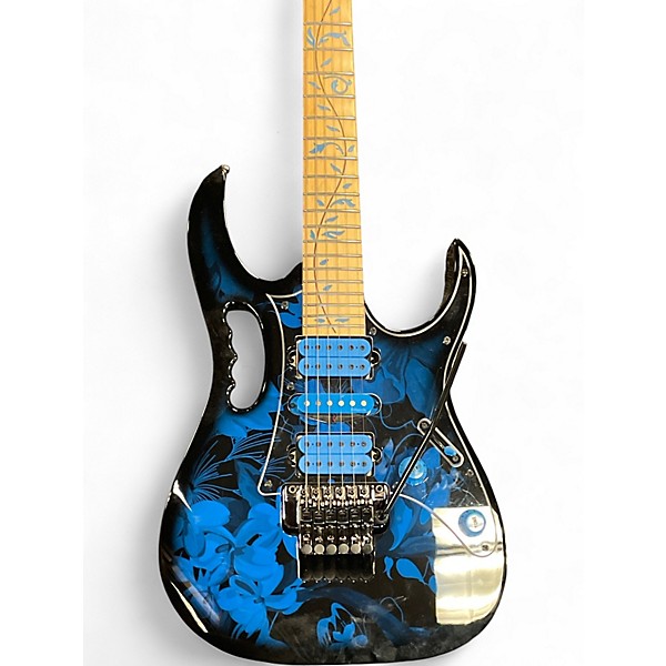 Used 2016 Ibanez JEM77FP Steve Vai Signature Blue Floral Pattern Solid Body Electric Guitar