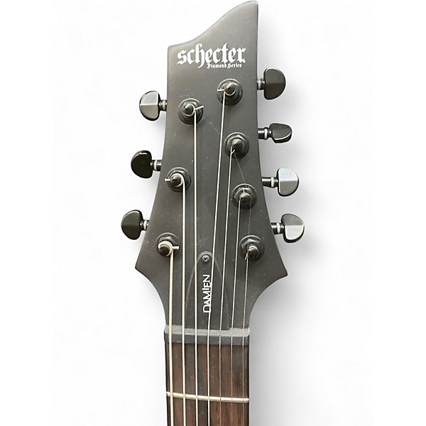 Used Schecter Guitar Research Damien 7 String Black Solid Body Electric Guitar