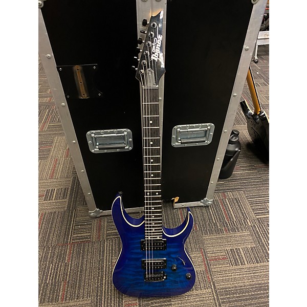 Used Ibanez GRG120QASP TRANSPARENT BLUE Solid Body Electric Guitar