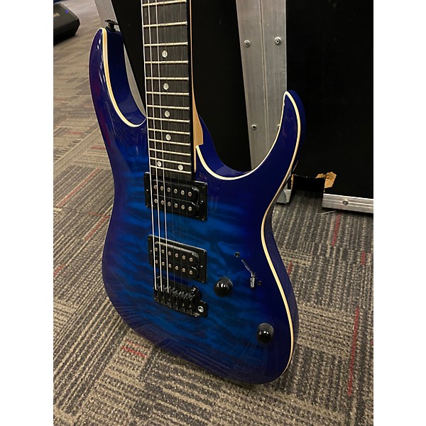 Used Ibanez GRG120QASP TRANSPARENT BLUE Solid Body Electric Guitar