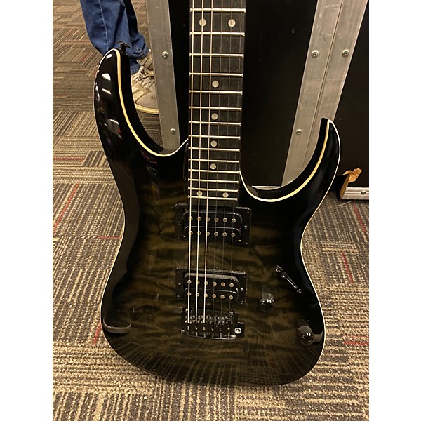 Used Ibanez GRGA120QA TRANSPARENT BLACK Solid Body Electric Guitar