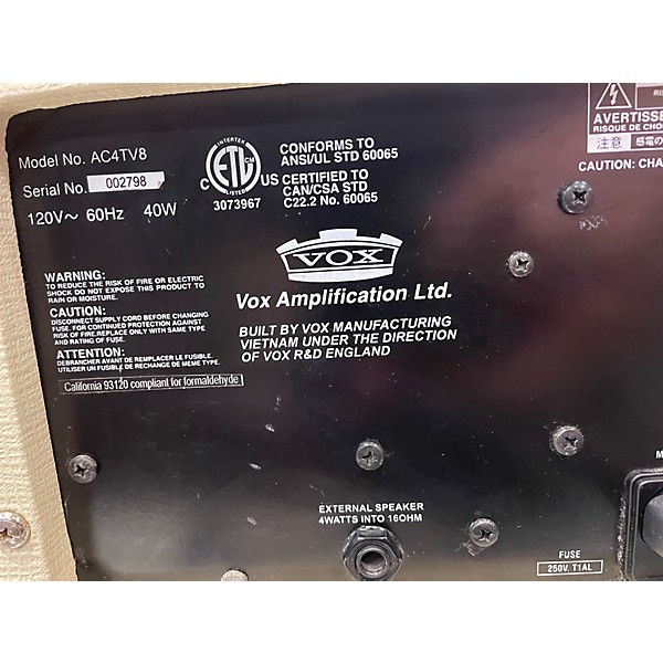 Used VOX AC4TV8 Guitar Combo Amp