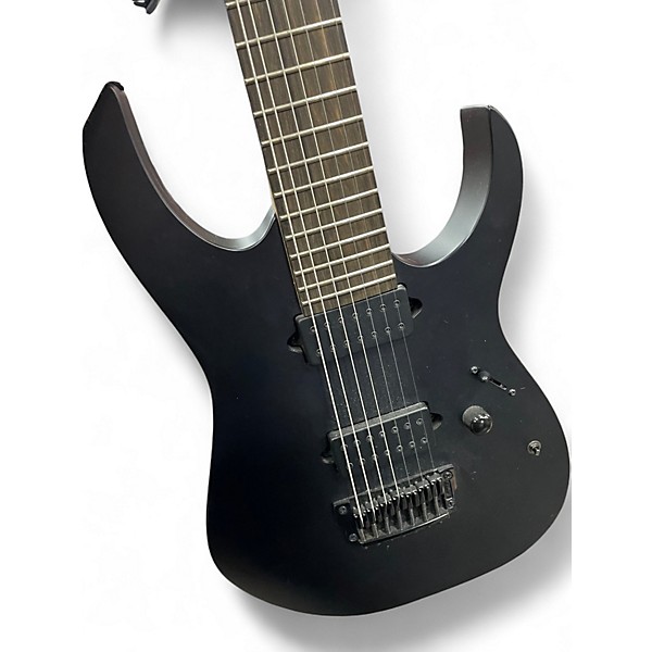 Used Ibanez RGIXL7 Iron Label Black Solid Body Electric Guitar
