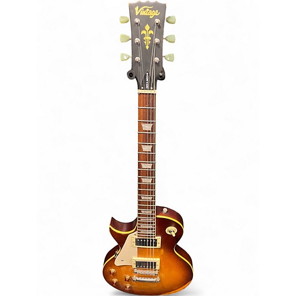 Used Vintage Icon V100 Left Handed Vintage Burst Distressed Solid Body Electric Guitar