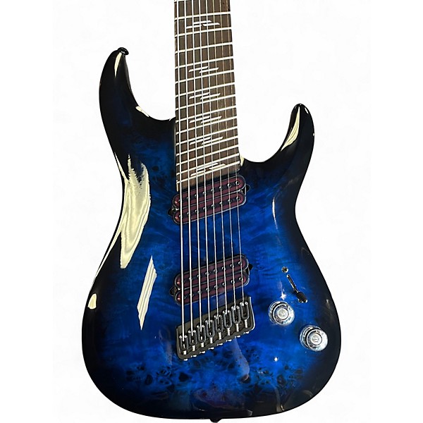 Used Schecter Guitar Research OMEN ELITE 8 see thru blue burst Solid Body Electric Guitar