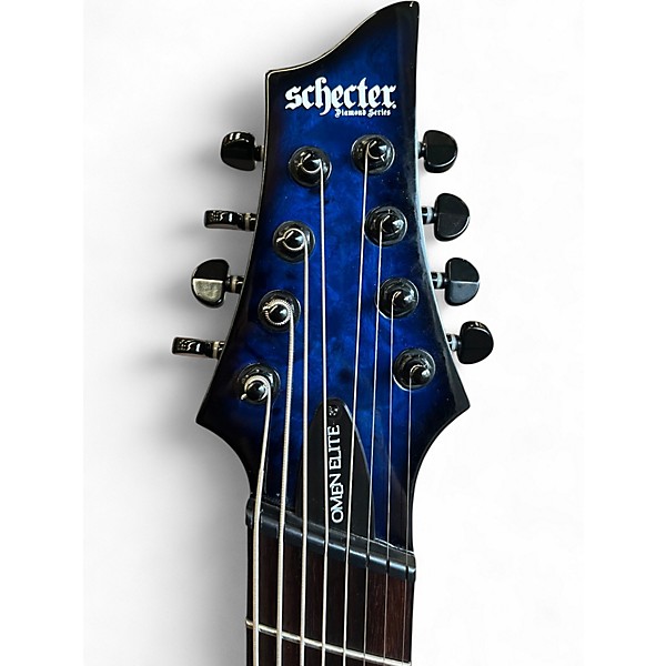 Used Schecter Guitar Research OMEN ELITE 8 see thru blue burst Solid Body Electric Guitar