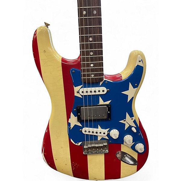 Vintage 1990s Fender WAYNE KRAMER STRATOCASTER AMERICAN FLAG Solid Body Electric Guitar