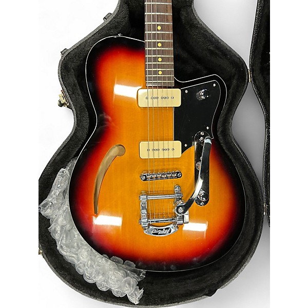 Used Reverend NOS Club King Sunburst Hollow Body Electric Guitar
