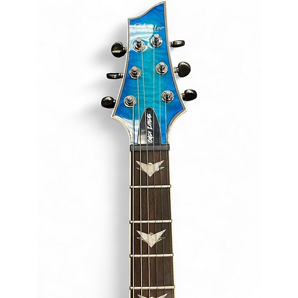 Used 2022 Schecter Guitar Research Omen Extreme 6 Ocean Blue Burst Solid Body Electric Guitar