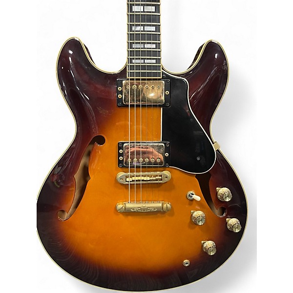 Vintage 1980s Yamaha SA2000 3 Color Sunburst Hollow Body Electric Guitar