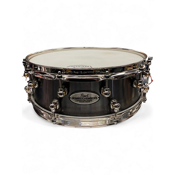 Used Pearl 14X5 DENNIS CHAMBERS SIGNATURE SERIES SNARE Gunmetal Gray Drum