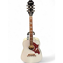 Used Epiphone Dove Pro White Acoustic Electric Guitar