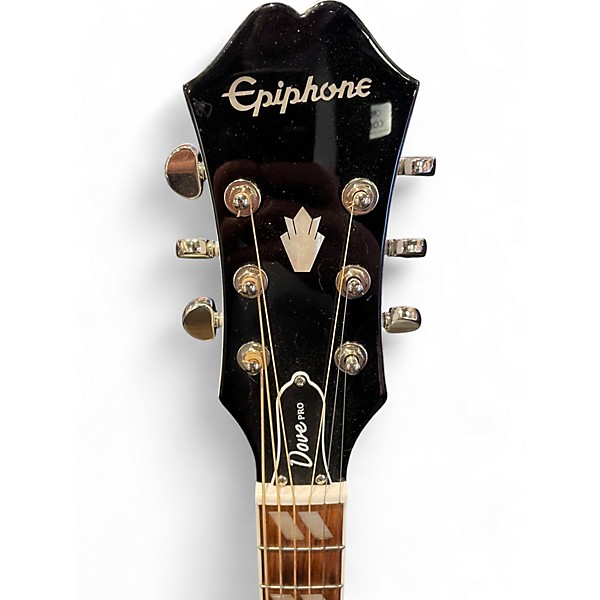 Used Epiphone Dove Pro White Acoustic Electric Guitar