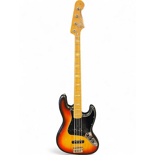 Vintage 1975 Fender Jazz Bass 3 Color Sunburst Electric Bass Guitar